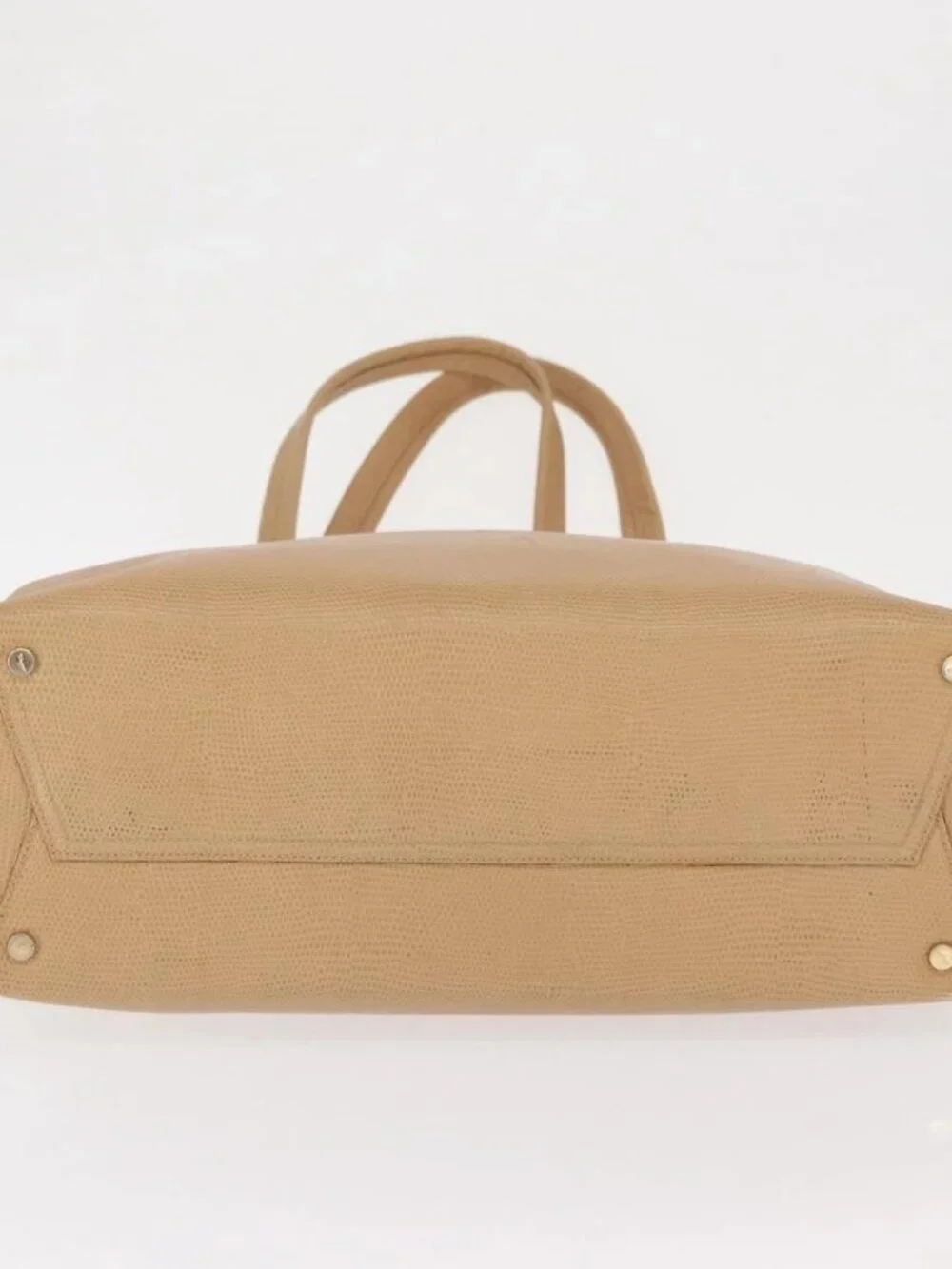Salvatore Ferragamo Vala Tote Bag Leather Beige Gold Auth ka1447